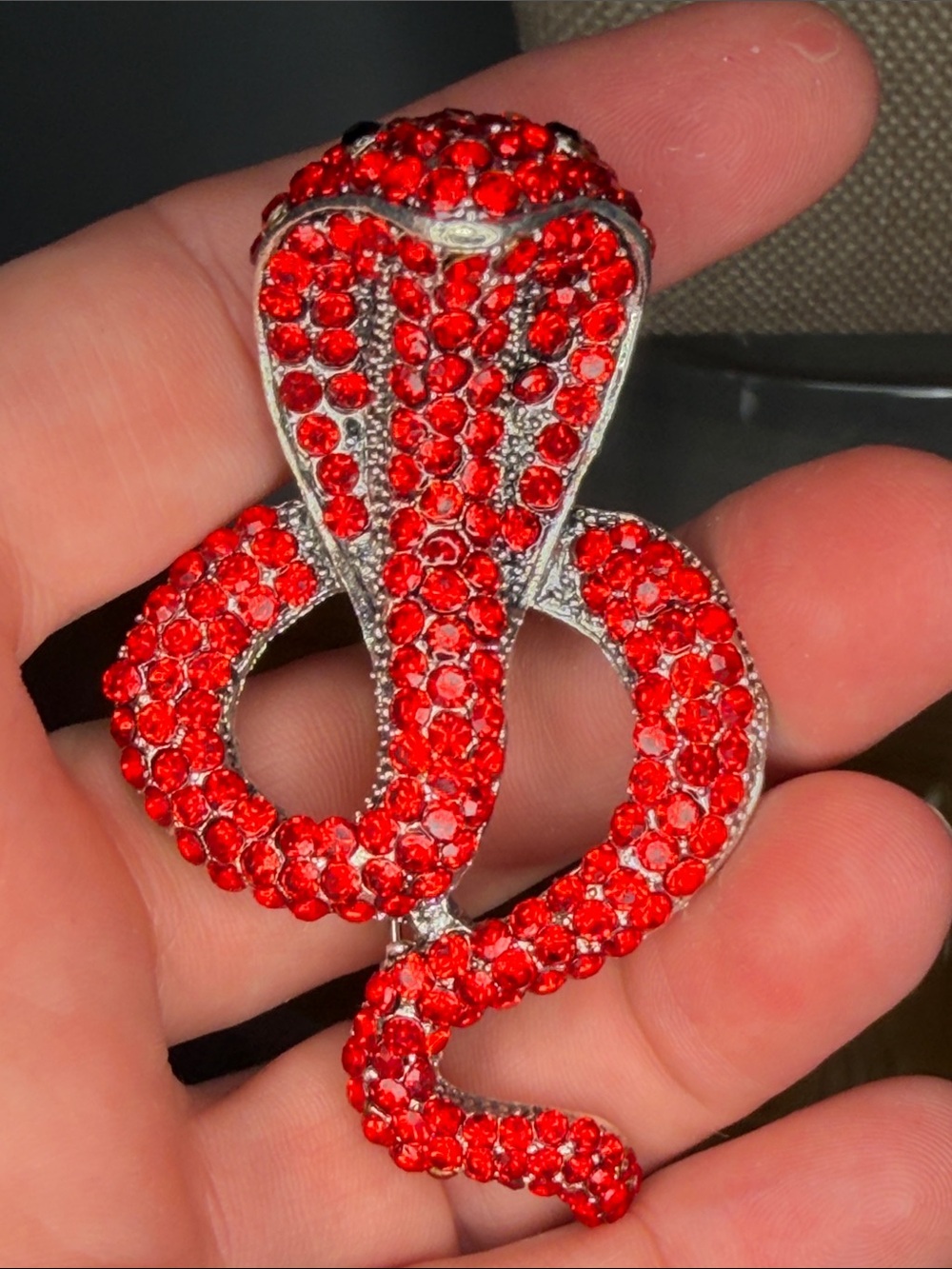Red Crystal Cobra Snake Brooch - Women Jewelry